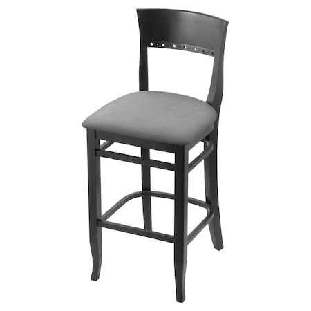 Holland Bar Stool Co 30" Bar Stool, Black Finish, Canter Grey Seat 316030Blk007